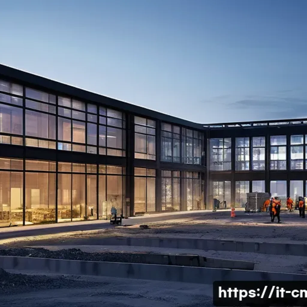 건설재료시험과 데이터 수집 및 분석 도구 - **Prompt:** "A futuristic Italian construction site at dusk, bustling with activity. Advanced AI-pow...