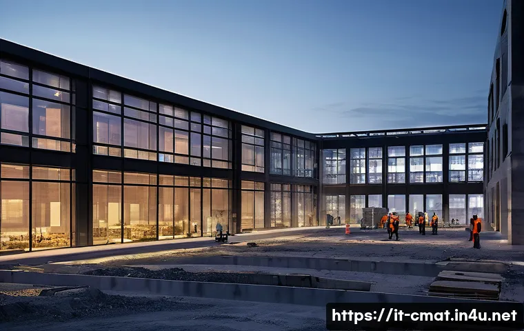 건설재료시험과 데이터 수집 및 분석 도구 - **Prompt:** "A futuristic Italian construction site at dusk, bustling with activity. Advanced AI-pow...