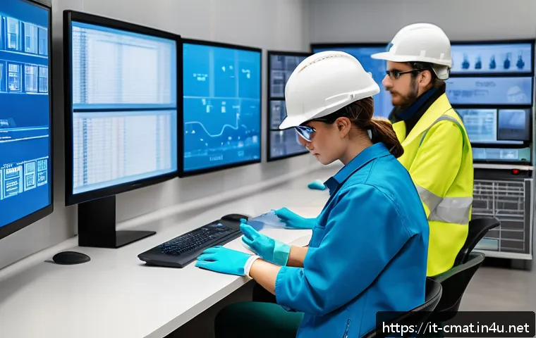 건설재료시험기사와 관련된 취업 포털 정보 - A professional construction materials laboratory scene showing a male and female technician in brand...