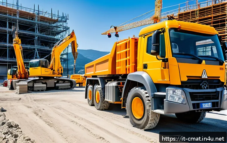 건설재료시험 실무에서의 설비 진단 기술 - A large Italian construction site featuring advanced predictive maintenance technology: construction...