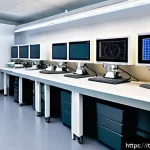 건설재료시험의 품질 인증 과정 - A modern Italian construction materials testing laboratory interior, featuring advanced technologica...
