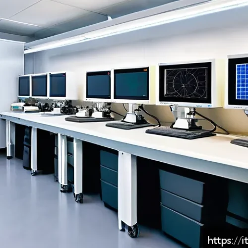 건설재료시험의 품질 인증 과정 - A modern Italian construction materials testing laboratory interior, featuring advanced technologica...